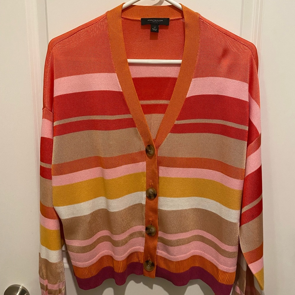 Ann Taylor Cardigan. Never Worn. Petite Large. Rayon Blend.
